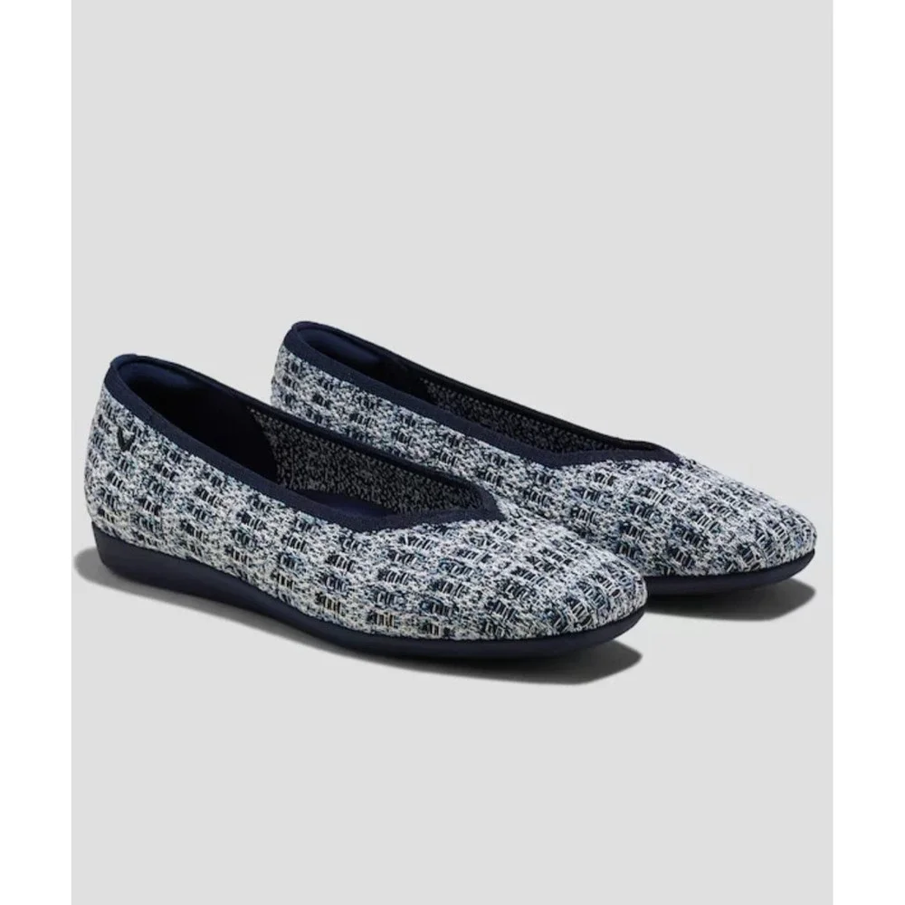 VIVAIA Walker Multi‎ Blue Tweed Square Toe Flats New Size EU 38.5 US 7